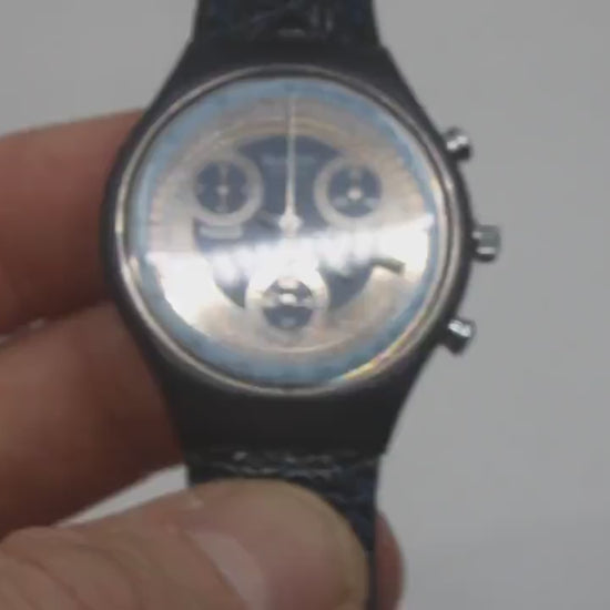 Vintage Chrono Swatch, Silver Star, SCN102, Unworn, Working, Original Strap