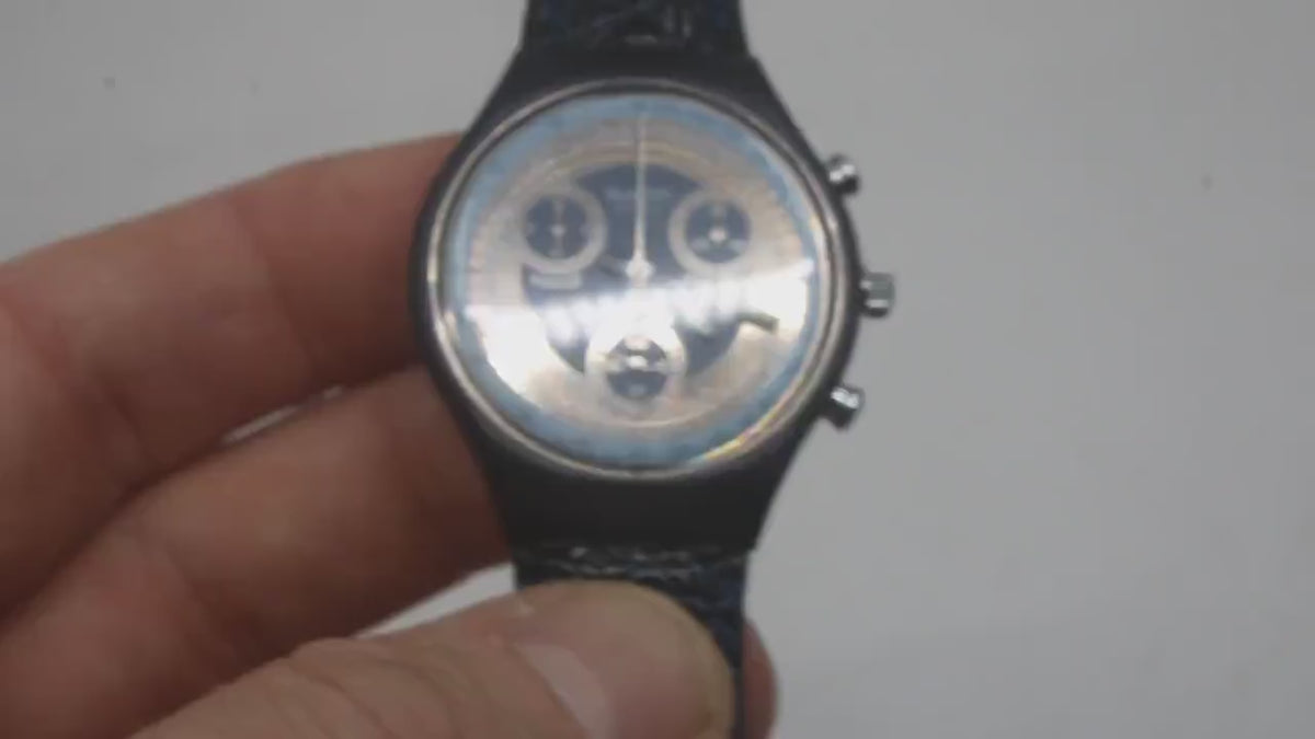Vintage Chrono Swatch, Silver Star, SCN102, Unworn, Working, Original Strap
