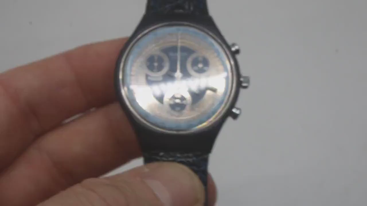 Vintage Chrono Swatch, Silver Star, SCN102, Unworn, Working, Original Strap