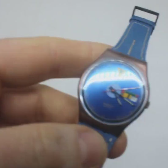 1989 Vintage Gents Swatch 'Tango Azul'  GX401, new old stock, unworn, working