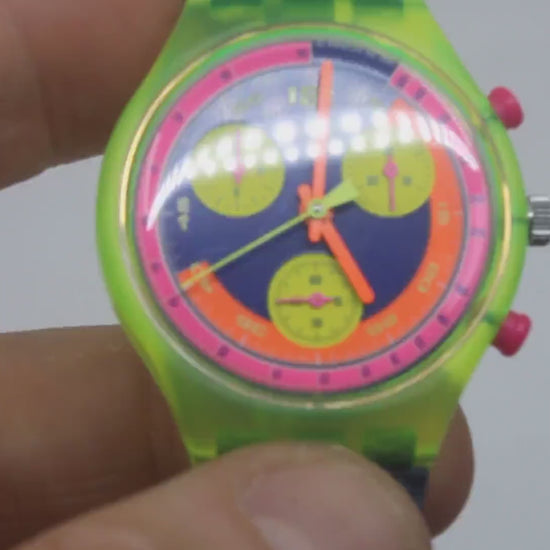 Swatch, Grand Prix, wristwatch, SCJ101, Prade, Fluorescent Chronograph, Original Strap