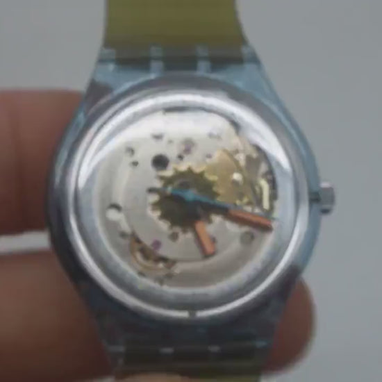 Swatch vintage Automatic watch, Blue Matic, SAN100, new old stock, never worn