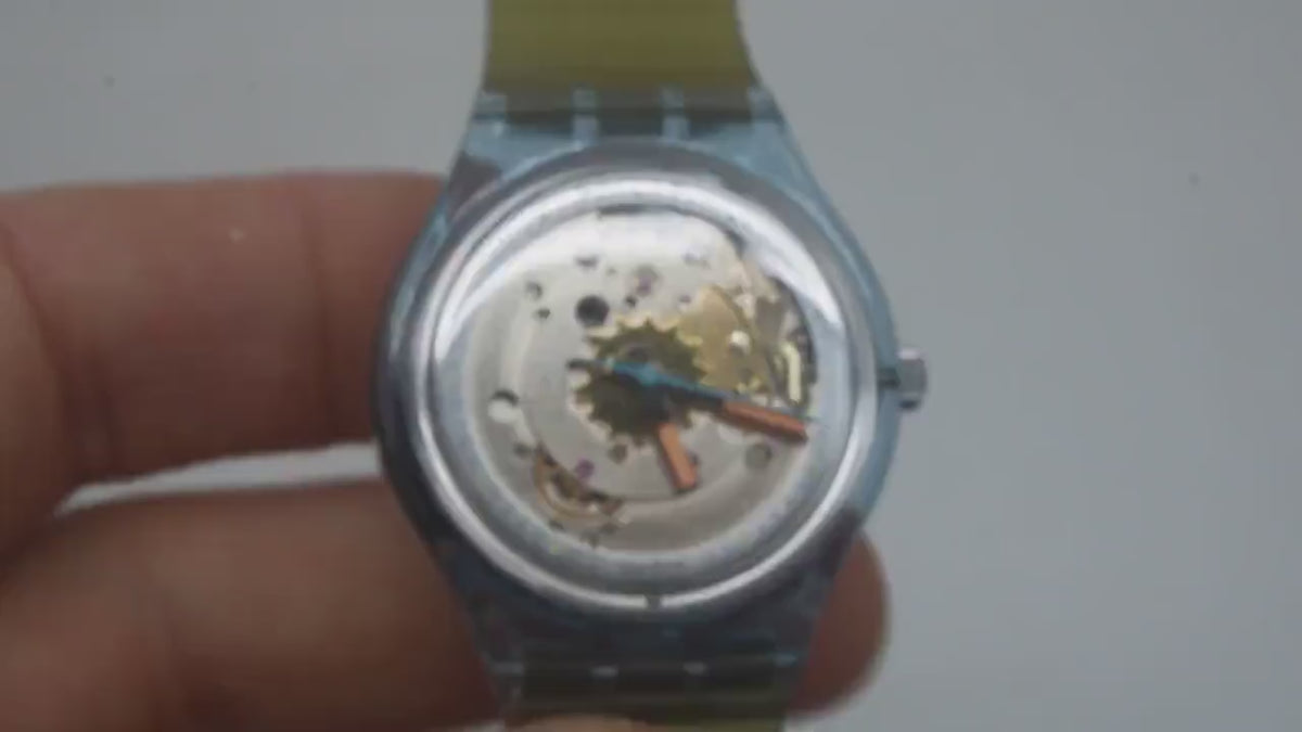 Swatch vintage Automatic watch, Blue Matic, SAN100, new old stock, never worn