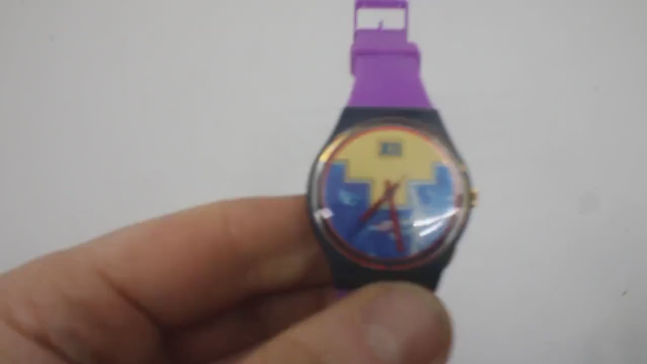 1991 Vintage Gents Swatch, 'Blue Flamingo',  GN114, NO box, New old stock, never worn, new strap