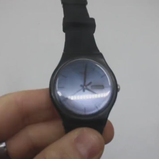 Swatch 41mm New Gent Black Rebel SUOB702, Silicone strap, Working, Nice, Used Condition