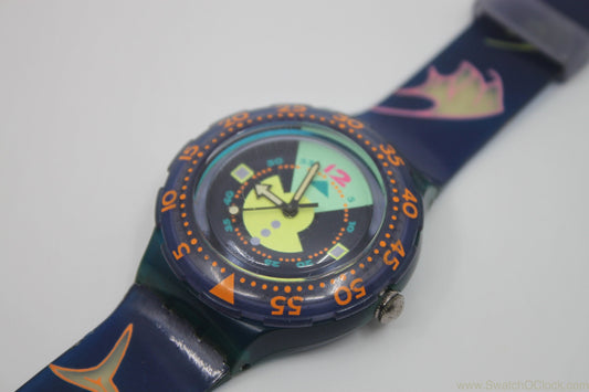 1992 Vintage Swatch Scuba 'Divine' SDN102, nice condition, working 100% Non Original Swatch Strap