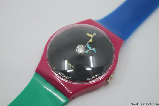 1994, Vintage Gents Swatch. 'Crystal Surprise' GZ129 with convex glass, near mint condition, working 100%,