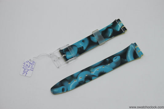 1995, Vintage Swatch Strap, 'Blue Pasta' by Miralda, GG138, 17mm, Gents, New Old Stock