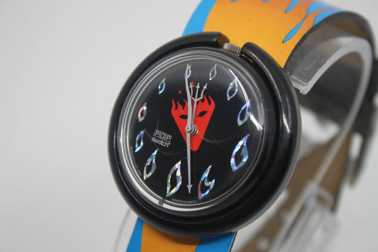 Vintage 1995 PMB103 Pop Swatch, 'Hot Stuff', Working 100%, Used Condition