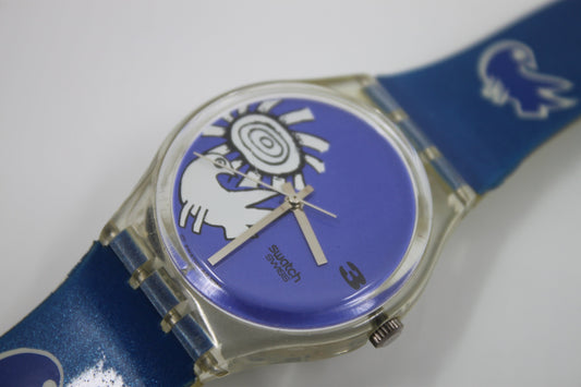 1995, Vintage Gents Swatch, 'Vixe La Paix', By Corneille GK206, NO box, Good, Used Condition, working 100%,