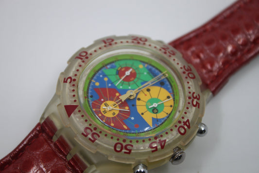 1994 Vintage Swatch Aqua-Chrono Scuba 'Lillibeth' SBK104, nice condition, working 100%