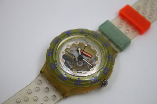 1992 Vintage Swatch Scuba 'Jelly Bubbles' SDK104, good, used condition, working 100%