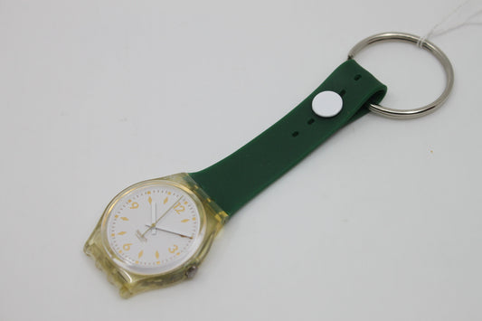 Unique, Vintage Swatch Keychain, GK129, 1991, R.S.V.P., made from recycled, NON-working Gents Swatch watch