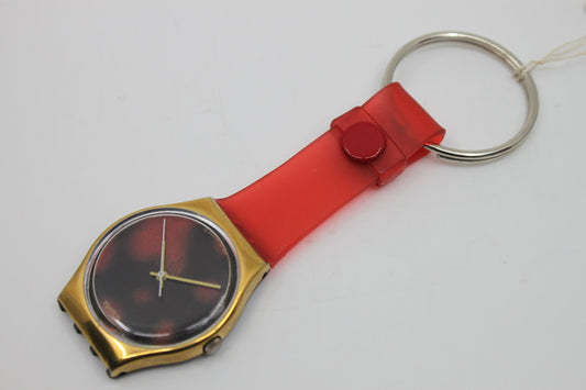 Unique, Vintage Swatch Keychain, GX104, 1988, 'Sloan Ranger', made from recycled, NON-working Gents Swatch watch