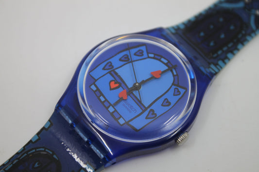 2001 Vintage Gents Swatch 'Amour Total' GN196, NEW OLD STOCK, Never Worn, working 100% with original strap