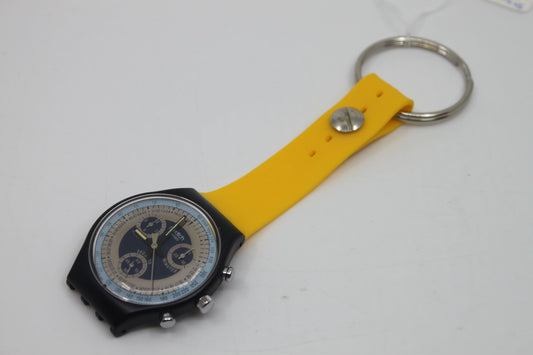 Unique, Vintage Swatch Keychain, SCN102, 1991, 'Silver Star', made from recycled, NON-working Chrono Swatch watch