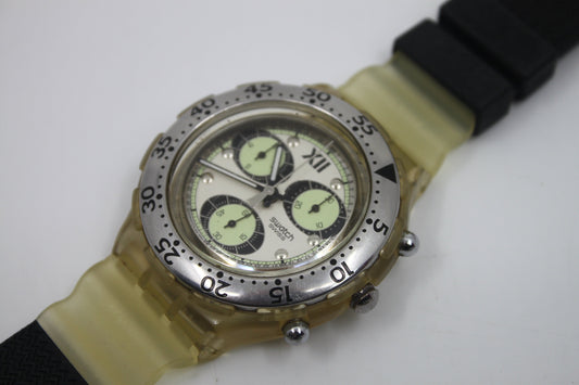 1995 Vintage Swatch Aqua-Chrono Scuba 'Overboard' SBK105, nice condition, clock is working 100%