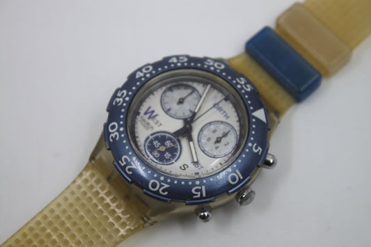 1996 Vintage Swatch Scuba Aqua Chrono 'Blue Royale' SEK106, Good, Used Condition, working 100%