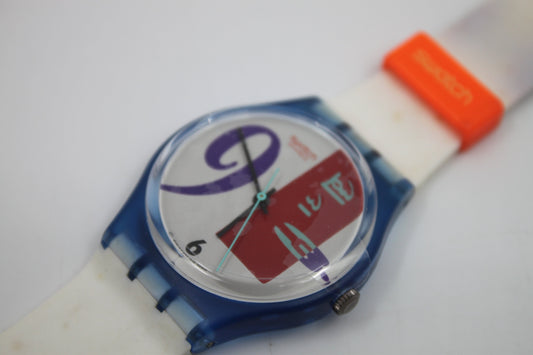 1991 Vintage Gents Swatch 'Bold Face' GN112, New Old Stock, working 100% with a NON-original, used strap