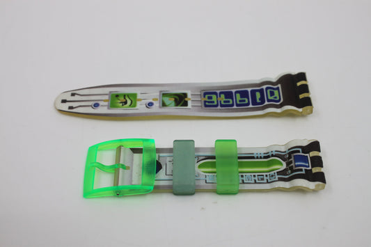 1996, Vintage Swatch Strap, 'Control Panel', SBM104, Aqua Chrono, 19mm, NEW OLD STOCK, Never Used