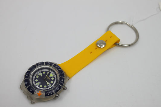 Unique, Vintage Swatch Keychain, SDK906, 1995, 'Seetang', made from recycled, NON-working Scuba Swatch watch