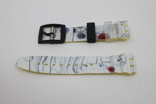 1995, Vintage Swatch Strap, 'Space Chill', SBB101, Aqua Chrono, 19mm, NEW OLD STOCK, Never Used