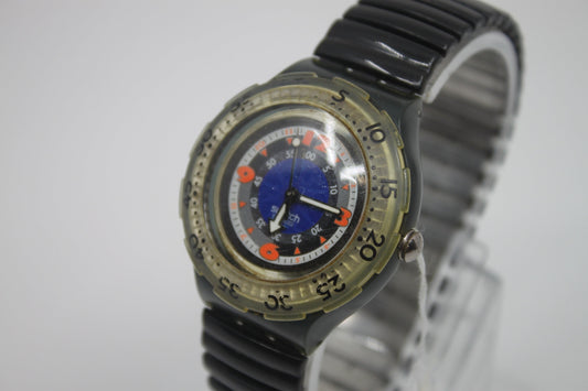 1993 Vintage Swatch Scuba 'Black Gondola' SDM100/101, good, much used condition, working 100%