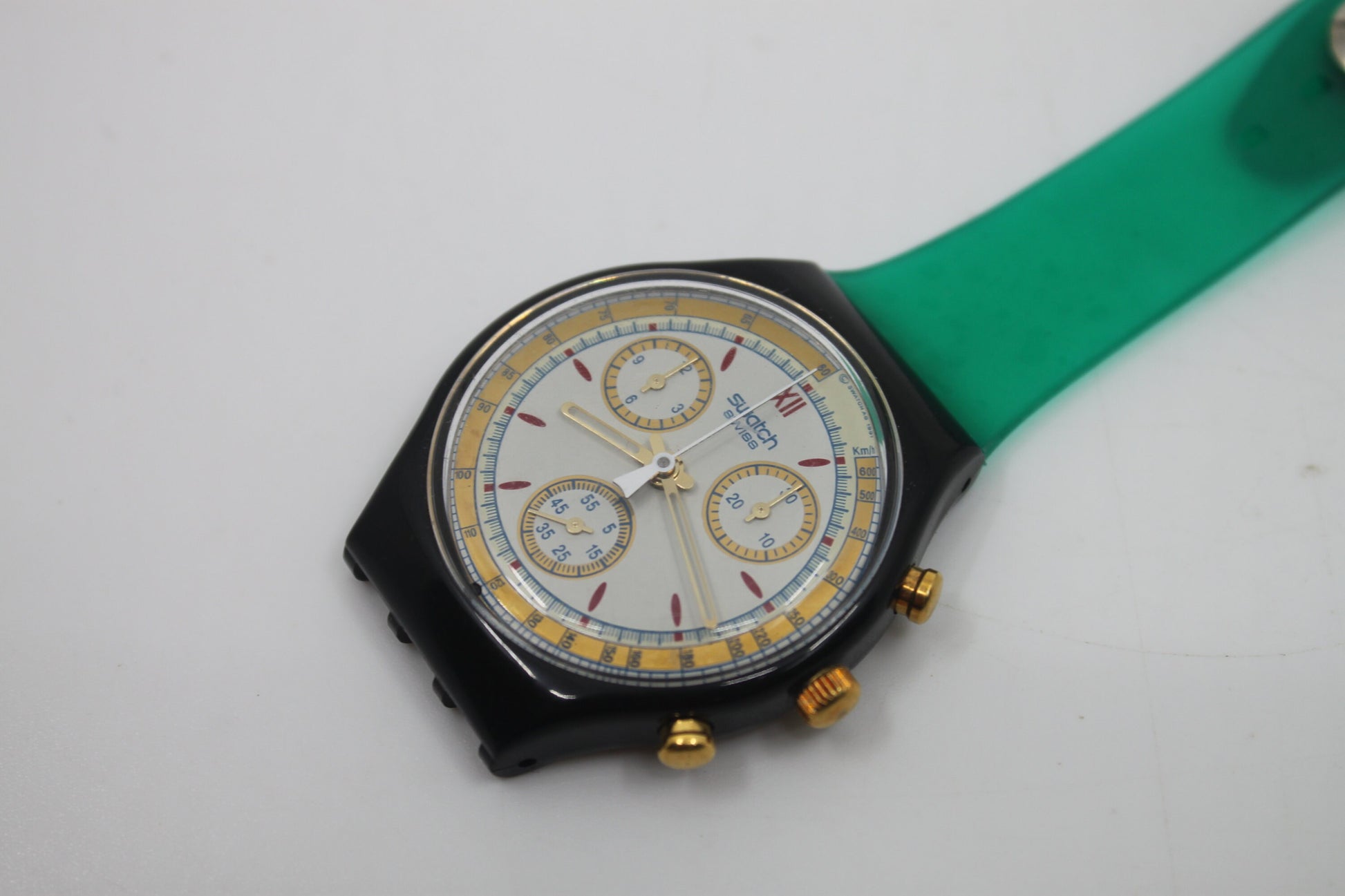 Unique, Vintage Swatch Keychain, SCB108, 1992, 'Award', made from recycled, NON-working Chrono Dummy Swatch watch