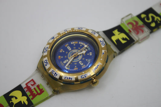 1995, Vintage Swatch Scuba 'Sailor' SDK124, NO box, in Good, Working Condition, NON-Original strap
