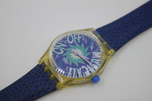 1993 Vintage Musicall Gents Swatch 'Tone in Blue' SLK100, Jean Michel Jarre in a VERY GOOD condition, working 100% with original strap