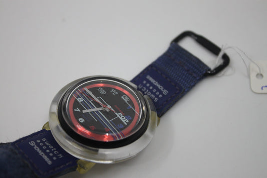 Swatch, Access PopSwatch, 1998, 'Snowbump', PBK101, nice used condition, with original hook & loop strap