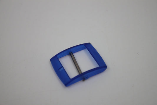 1990s, Vintage Original Swatch Buckle + Metal Pin, for NEW GENTS, Translucent Translucent Blue, Inside width 20mm