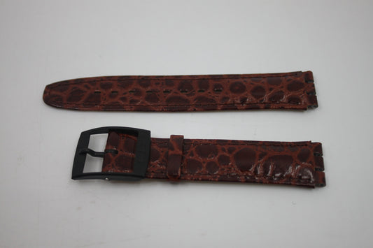 Vintage Swatch 17mm Leather Strap for SAB102, 'Black Circles' Automatic 1993, Gents, New Old Stock