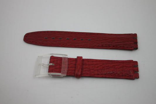 Vintage Swatch 17mm Leather Strap for SAK101, 'Red Ahead' Automatic 1992, Gents / Automatic, New Old Stock