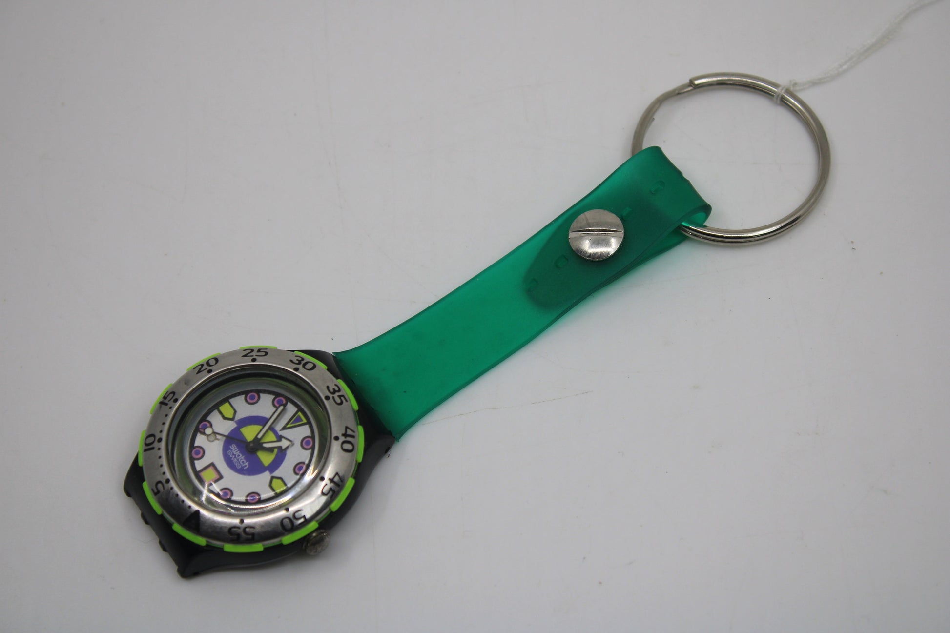 Unique, Vintage Swatch Keychain, SDB103, 1993, 'Bombola', made from recycled, NON-working Scuba Swatch watch