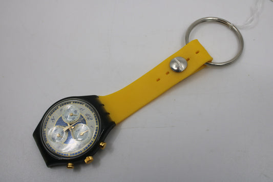 Unique, Vintage Swatch Keychain, SCM104/105, 1994, 'Volupte', made from recycled, NON-working Chrono Swatch watch