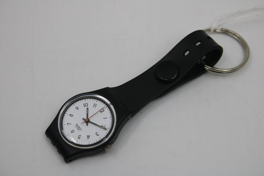 Unique, Vintage Swatch Keychain, LB114, 1987, 'Classic Two', made from recycled, NON-working Ladies Swatch watch - Crack in crystal