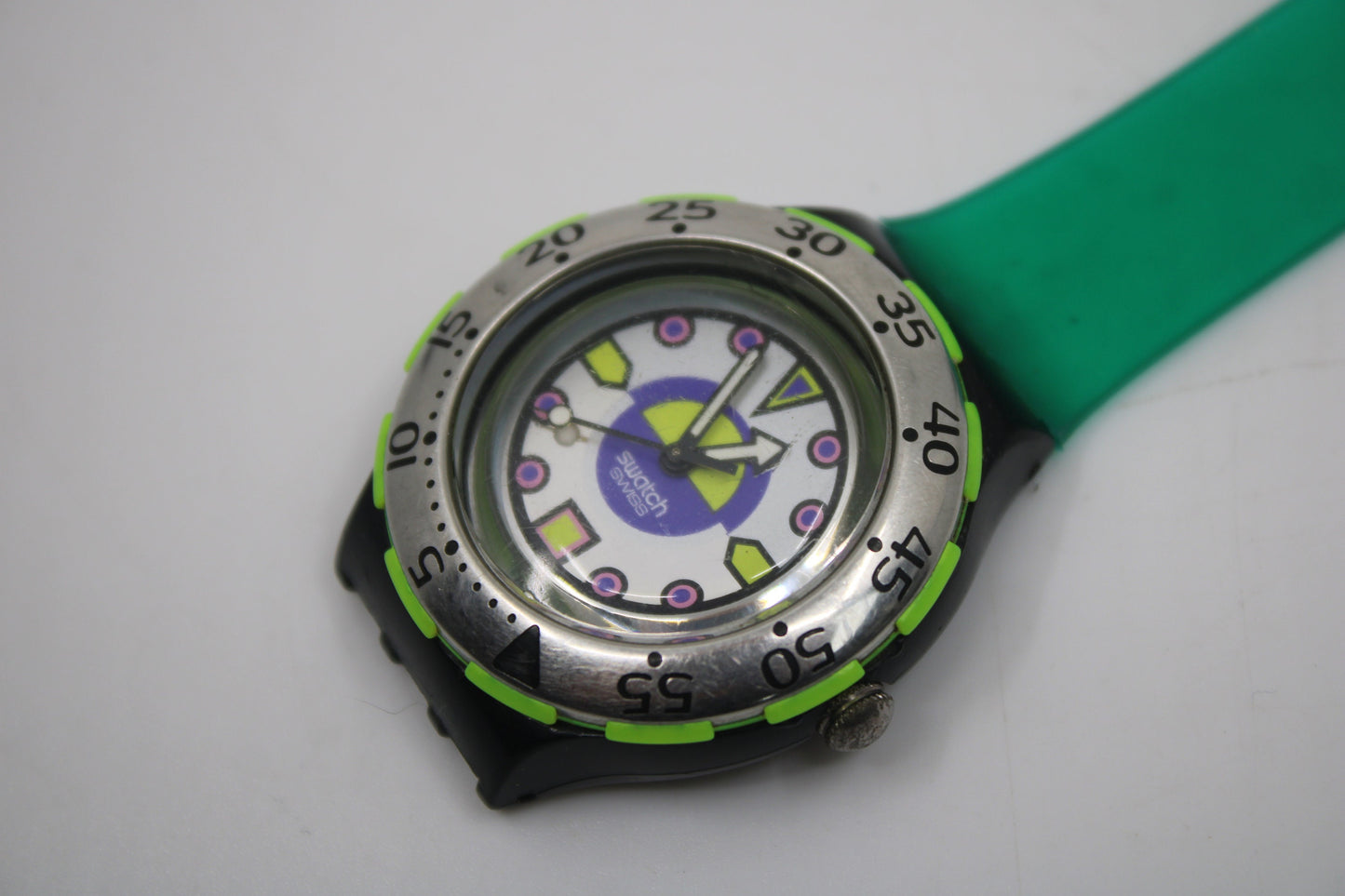 Unique, Vintage Swatch Keychain, SDB103, 1993, 'Bombola', made from recycled, NON-working Scuba Swatch watch