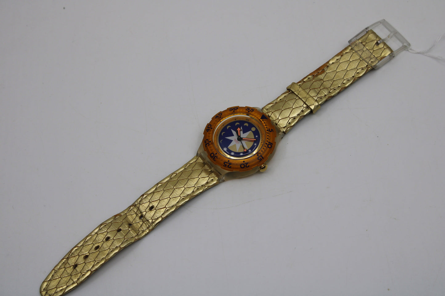 1993 Vintage Swatch Scuba SDK112 'Golden Island' NO box, GOOD, used condition, working 100%