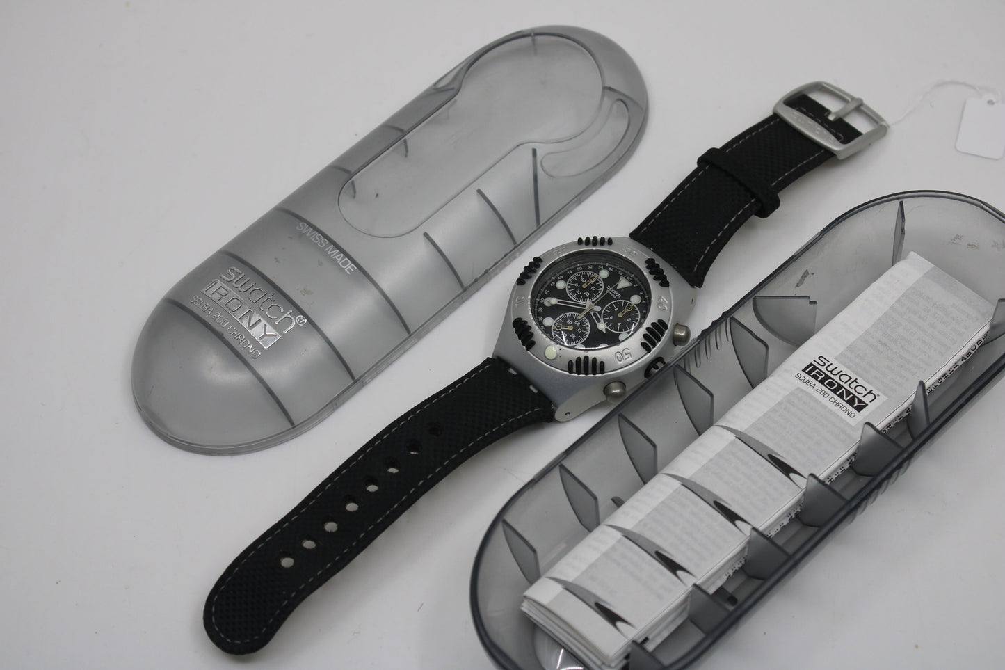 2000 Vintage MINT Swatch Irony Scuba 200 Chrono 'Black Russian' YBS4000, in MINT condition, working 100%, Original Box Included