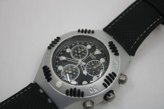 2000 Vintage MINT Swatch Irony Scuba 200 Chrono 'Black Russian' YBS4000, in MINT condition, working 100%, Original Box Included