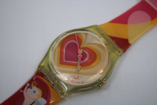 2003 Vintage Gents Valentines Swatch, 'Aiming for your heart', GE107, NEW and UNWORN, working 100% nice vintage Swatch watch