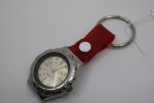 Unique, Vintage Swatch Keychain, YDS100, 1995, 'Sealights', made from recycled, NON-working Scuba Swatch watch