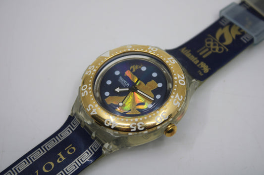1995, Vintage Swatch Olympic Scuba 'Thalassios' SDZ102, NO box in Very Good, Working Condition, original strap