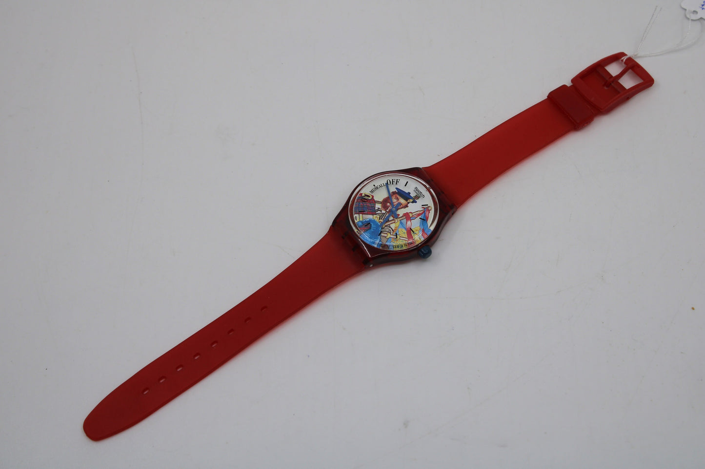 1995 Vintage Musicall Gents Swatch 'Dudelsack' SLR101, in good condition, clock working 100%, non-original strap