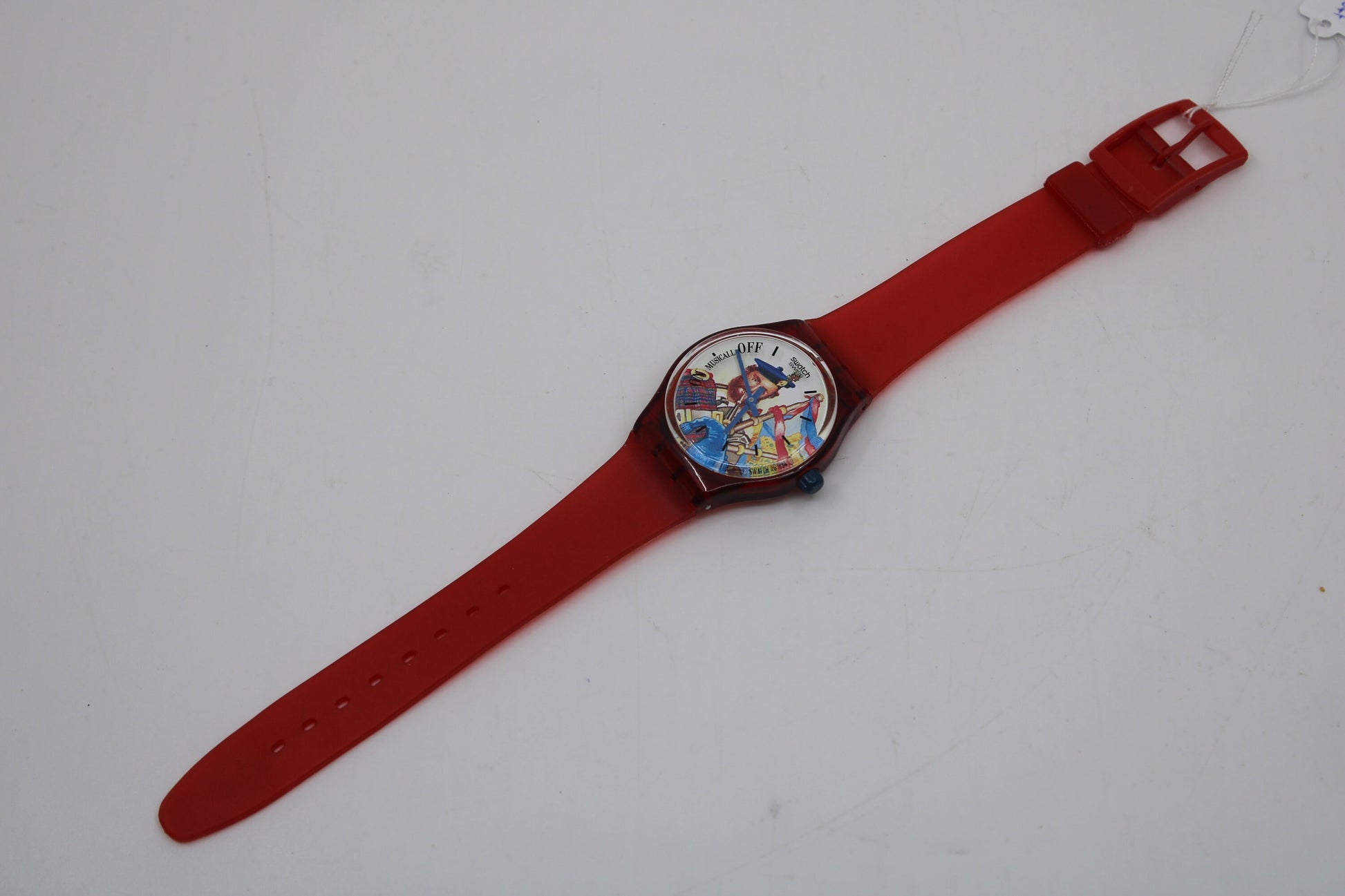 1995 Vintage Musicall Gents Swatch 'Dudelsack' SLR101, in good condition, clock working 100%, non-original strap