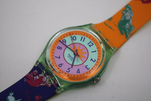 1992 Vintage Gents Swatch 'Curling' GG117, NEW OLD STOCK, Never Worn, Working 100%, original strap