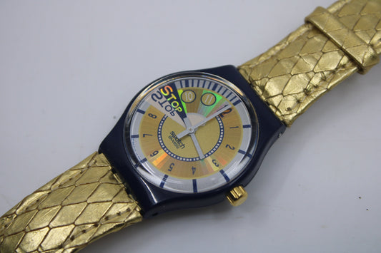 1994 Vintage Gents Stop Swatch 'Double Run' SSN104/105, in good condition, working 100% with non-original strap
