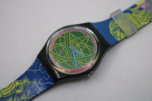 1991 Vintage Gents Swatch 'The Globe' GB137, Nice, Used Condition, working 100% with the ORIGINAL strap