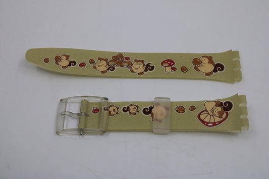 Vintage Swatch Strap, 'Squirrel Time', GF113, 17mm, Gents, New Old Stock